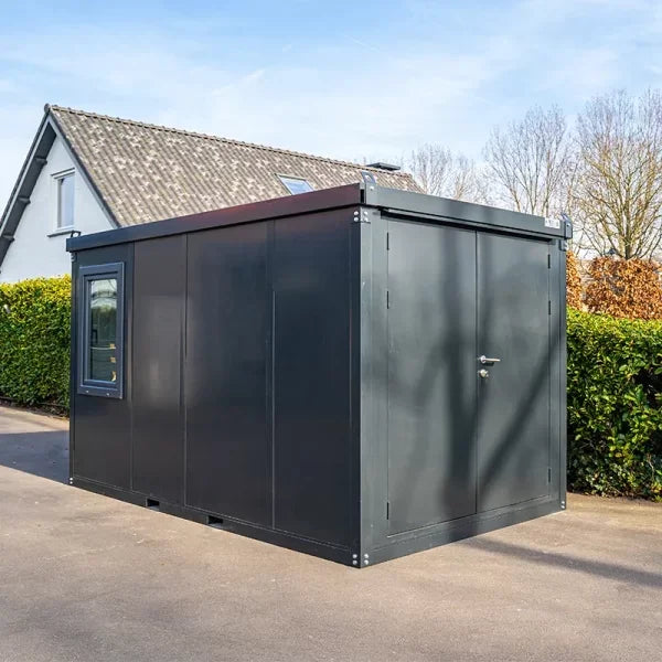 CONTAINER BUREAU ANTHRACITE 4X2M AVEC DOUBLE PORTE SANS FENÊTRE