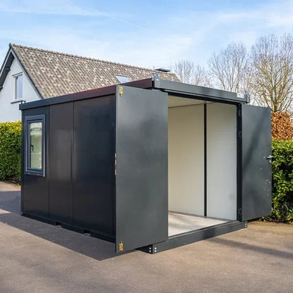 CONTAINER BUREAU ANTHRACITE 4X2M AVEC DOUBLE PORTE SANS FENÊTRE