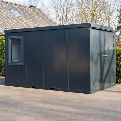 CONTAINER BUREAU ANTHRACITE 4X2M AVEC DOUBLE PORTE SANS FENÊTRE