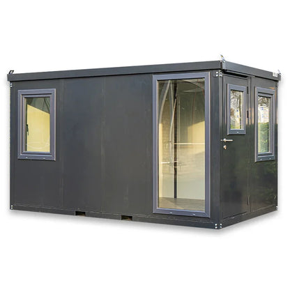 ANTHRAZIT BÜROCONTAINER 4X2M MIT VOLLSTÄNDIGEM FENSTER