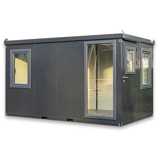 CONTAINER BUREAU ANTHRACITE 4X2M AVEC FENÊTRE COMPLÈTE