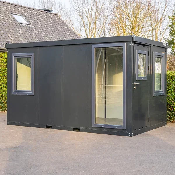 ANTHRAZIT BÜROCONTAINER 4X2M MIT VOLLSTÄNDIGEM FENSTER