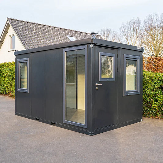 CONTAINER BUREAU ANTHRACITE 4X2M AVEC FENÊTRE COMPLÈTE