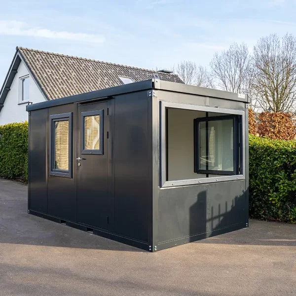 ANTHRAZIT BÜROCONTAINER 4X2M MIT DOPPELTÜR UND FENSTER